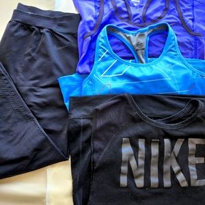 Nike dry fit tops with black Capri leggings